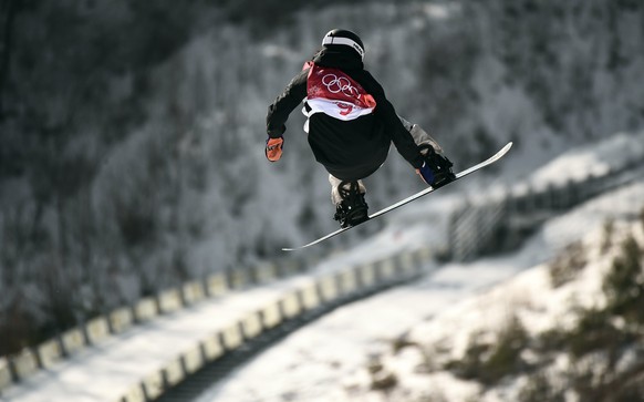 epa06541551 Sina Candrian of Switzerland in action during the Women&#039;s Snowboard Big Air competition at the Alpensia Ski Jumping Centre during the PyeongChang 2018 Olympic Games, South Korea, 19 F ...