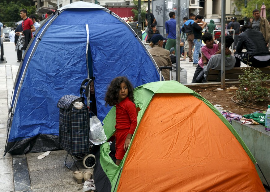 Flüchtlinge auf dem Viktoria-Platz in Athen. Griechenland ist einer der Nutzniesser des neuen Beschlusses.&nbsp;<br data-editable="remove">