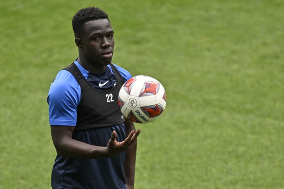 Zuerichs Wilfried Gnonto pictured during a training session one day prior to the UEFA European League Playoff soccer game between Switzerland&#039;s FC Zuerich and Scotlands Heart of Midlothian FC, We ...