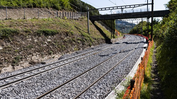 Une vue sur la fin du chantier des CFF/SBB pres de la gare de La Conversion ce dimanche 26 aout 2018 a La Conversion au-dessus de Lutry. Le trafic ferroviaire va pouvoir reprendre lundi 27 aout, apres ...