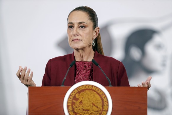 epa12758172 Mexican President Claudia Sheinbaum speaks during her daily press conference at the National Palace in Mexico City, Mexico, 19 February 2026. EPA/ISAAC ESQUIVEL