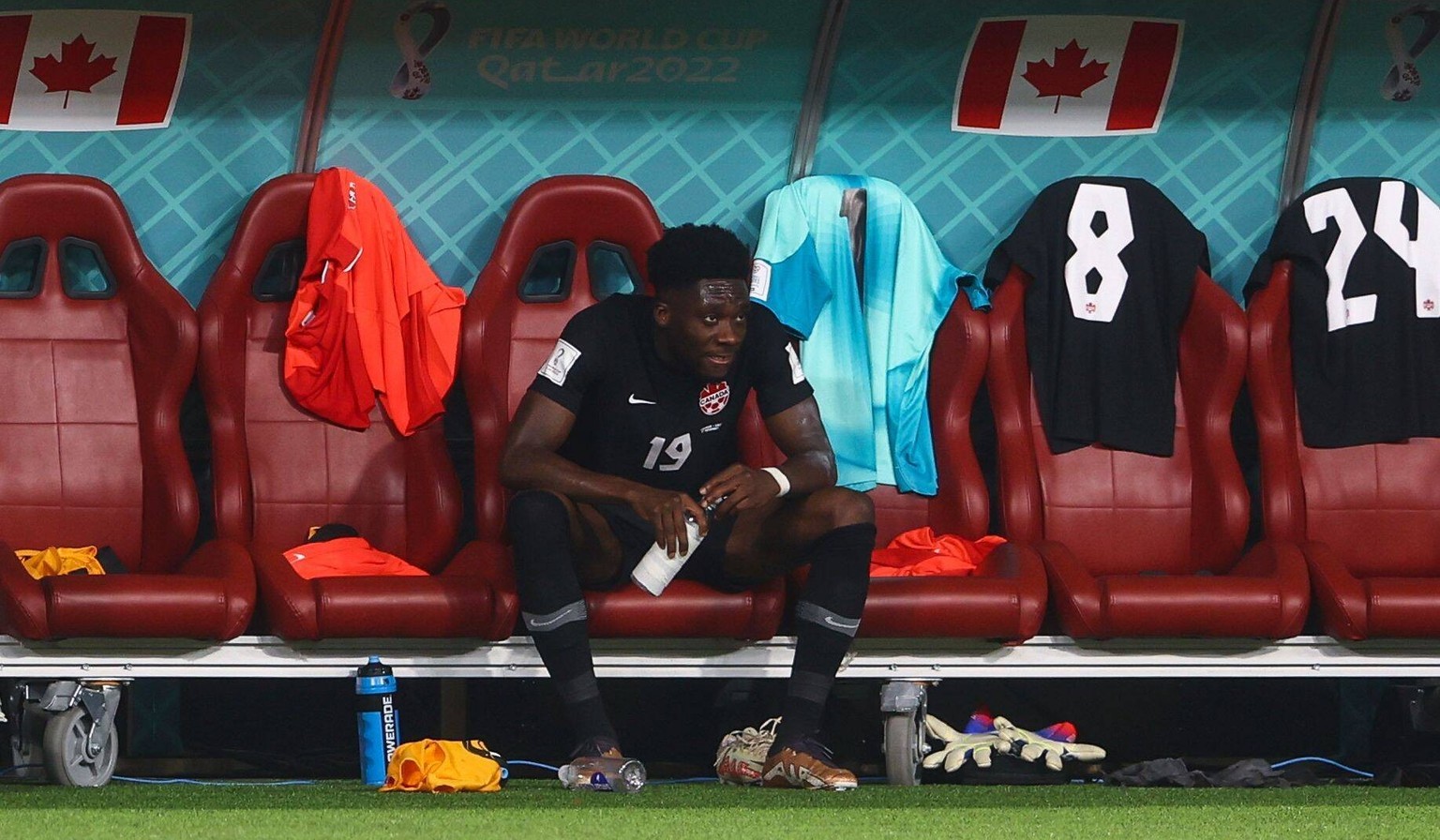 Mandatory Credit: Photo by Kieran McManus/Shutterstock 13634907ca Alphonso Davies of Canada at full time Croatia v Canada, FIFA World Cup, WM, Weltmeisterschaft, Fussball 2022, Group F, Football, Khal ...