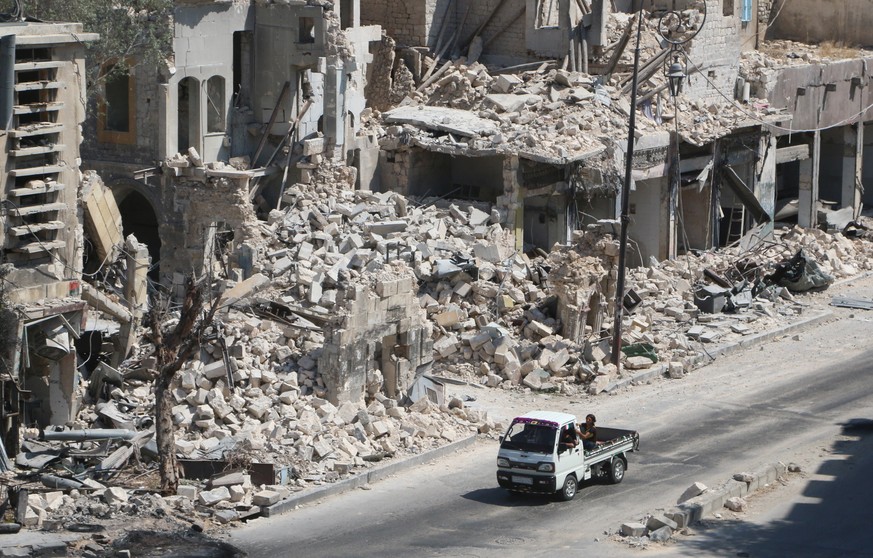 Kaum ein Stein bleibt auf dem anderen: Strasse in Aleppo im August 2016.