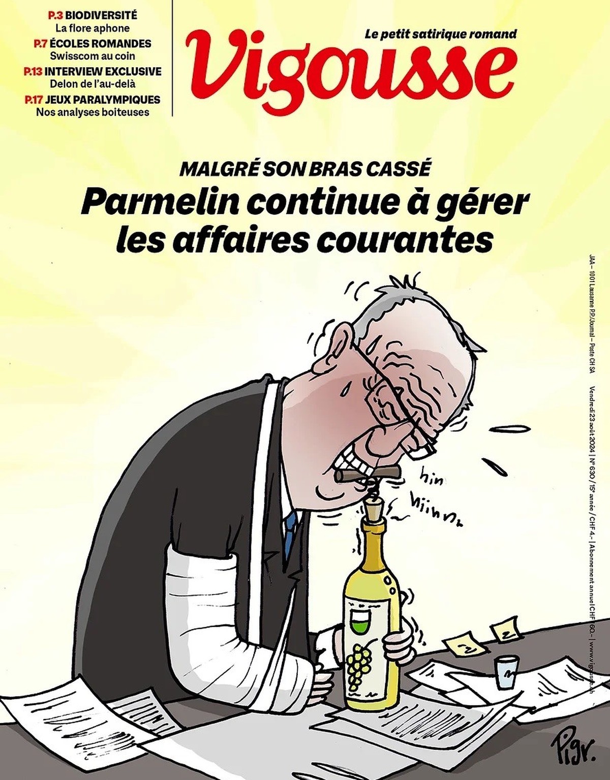 Une du journal Vigousse, le «petit satirique romand».