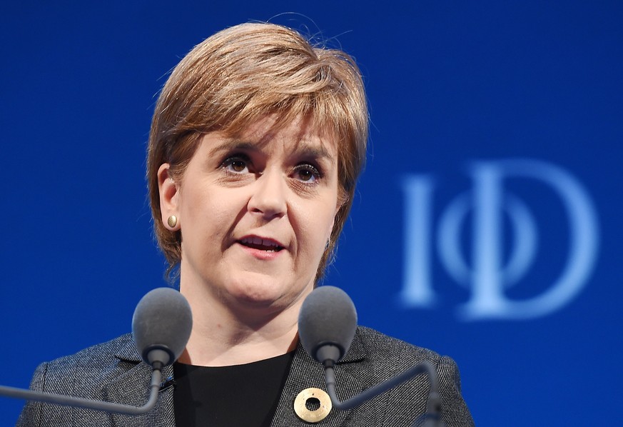 epa05845675 (FILE) - A file photograph showing leader of the Scottish National Party (SNP), Nicola Sturgeon, First Minister of Scotland, delivers a speech on &#039;Brexit&#039; at the Institute of Dir ...