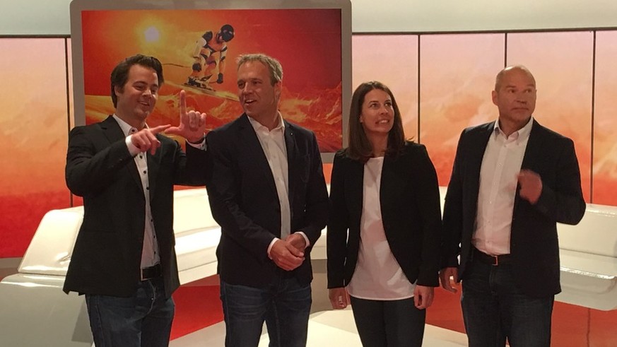 Das neue SRF-Expertenteam mit Marc Berthod, Michael Bont, Dominique Gisin und Marc Girardelli.