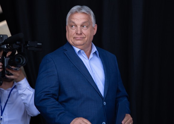 epa12166533 Viktor Orban, Prime Minister of Hungary and President of Fidesz attends the Victory Day rally organized by the European nationalist and far-right political party Patriotes.eu in Mormant-su ...