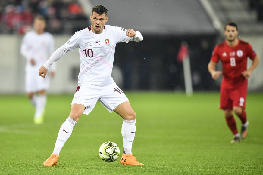 ARCHIVBILD ZUM POSITIVEN CORONTEST VON GRANIT XHAKA, AM MITTWOCH, 1. SEPTEMBER 2021 - Switzerland&#039;s midfielder Granit Xhaka in action during the UEFA Euro 2020 qualifying Group D soccer match bet ...