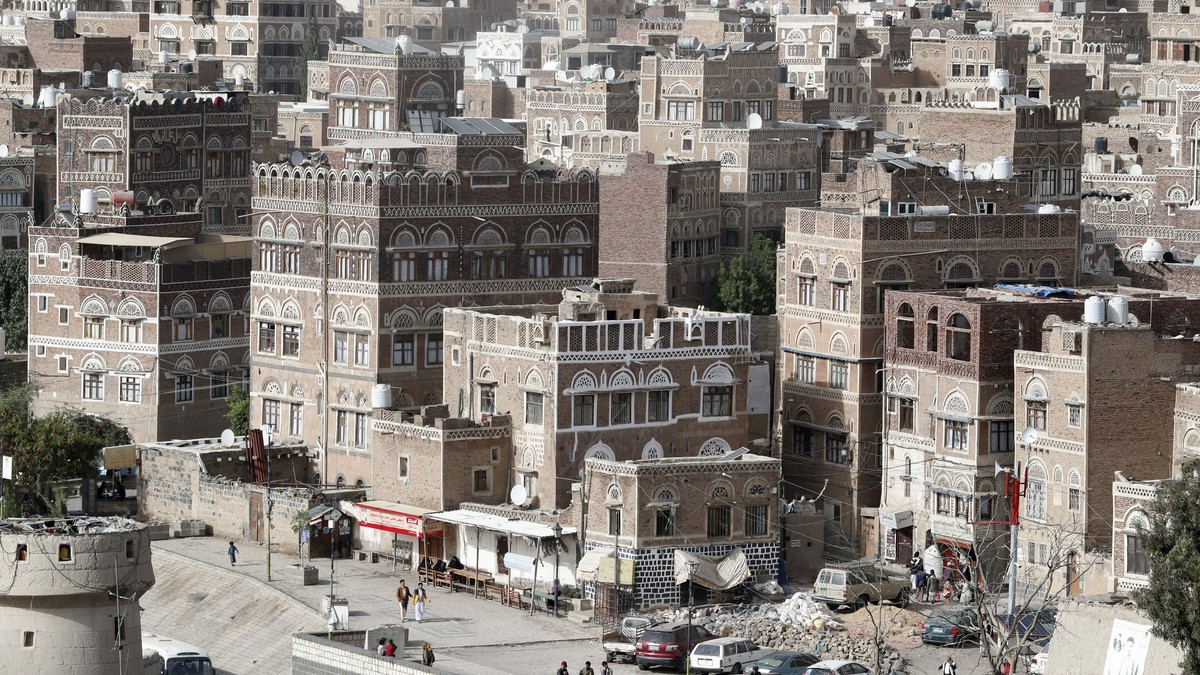 epa10014576 A general view shows UNESCO-listed buildings in the old city of Sana'a, Yemen, 03 June 2022 (issued 15 June 2022). Dozens of workers, architects and senior master builders are engaged ...