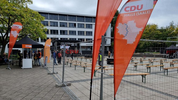 Die CDU-Wahlkampfveranstalltung in Halle