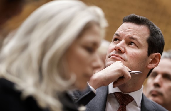 Le conseiller d&#039;Etat genevois Pierre Maudet reagit durant l&#039;assemblee generale extraordinaire du PLR Geneve ce mardi 15 janvier 2019 a Geneve. (KEYSTONE/Valentin Flauraud)