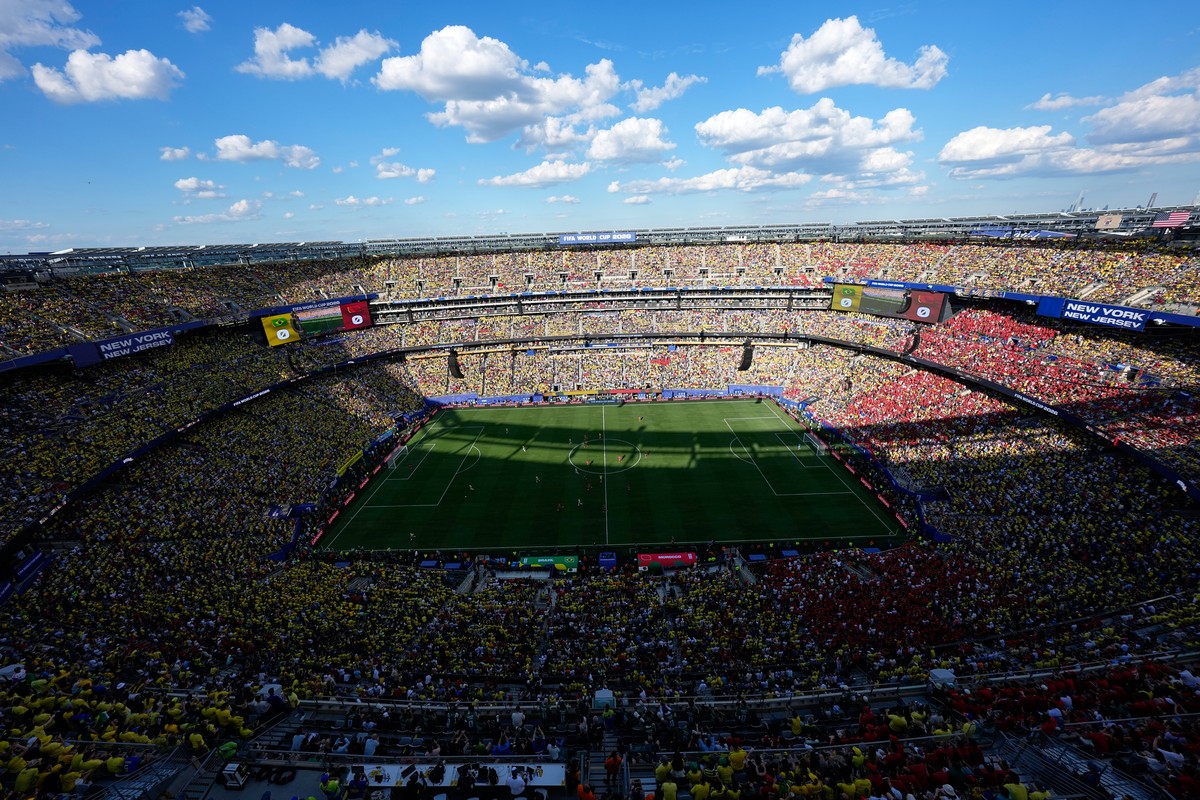A general view of the MetLife stadium during the World Cup Group C soccer match between Brazil and Morocco in East Rutherford, N.J., near New York, Saturday, June 13, 2026. (AP Photo/Matt Slocum)
Moro ...