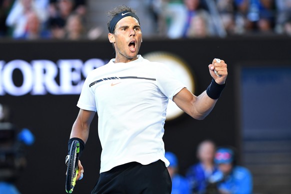 epa05737544 Rafael Nadal of Spain reacts during his Men&#039;s Singles third round match against Alexander Zverev of Germany at the Australian Open Grand Slam tennis tournament in Melbourne, Victoria, ...