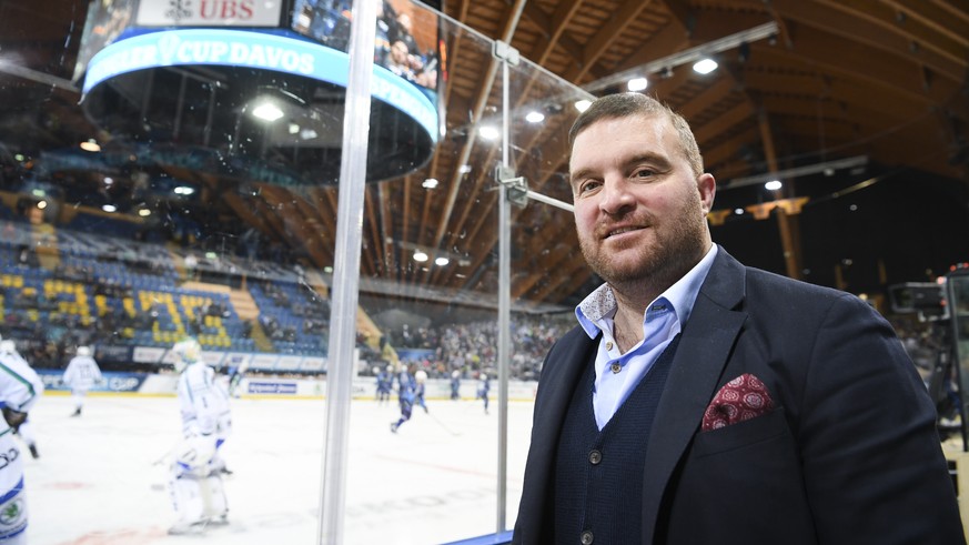 OC president Marc Gianola poses prior the game between HC Ambri-Piotta and Salavat Yulaev Ufa, at the 93th Spengler Cup ice hockey tournament in Davos, Switzerland, Thursday, December 26, 2019. (KEYST ...