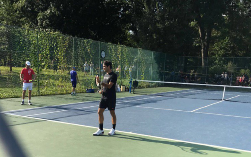 Roger hatte beim Training im Central Park sichtlich den Plausch.&nbsp;