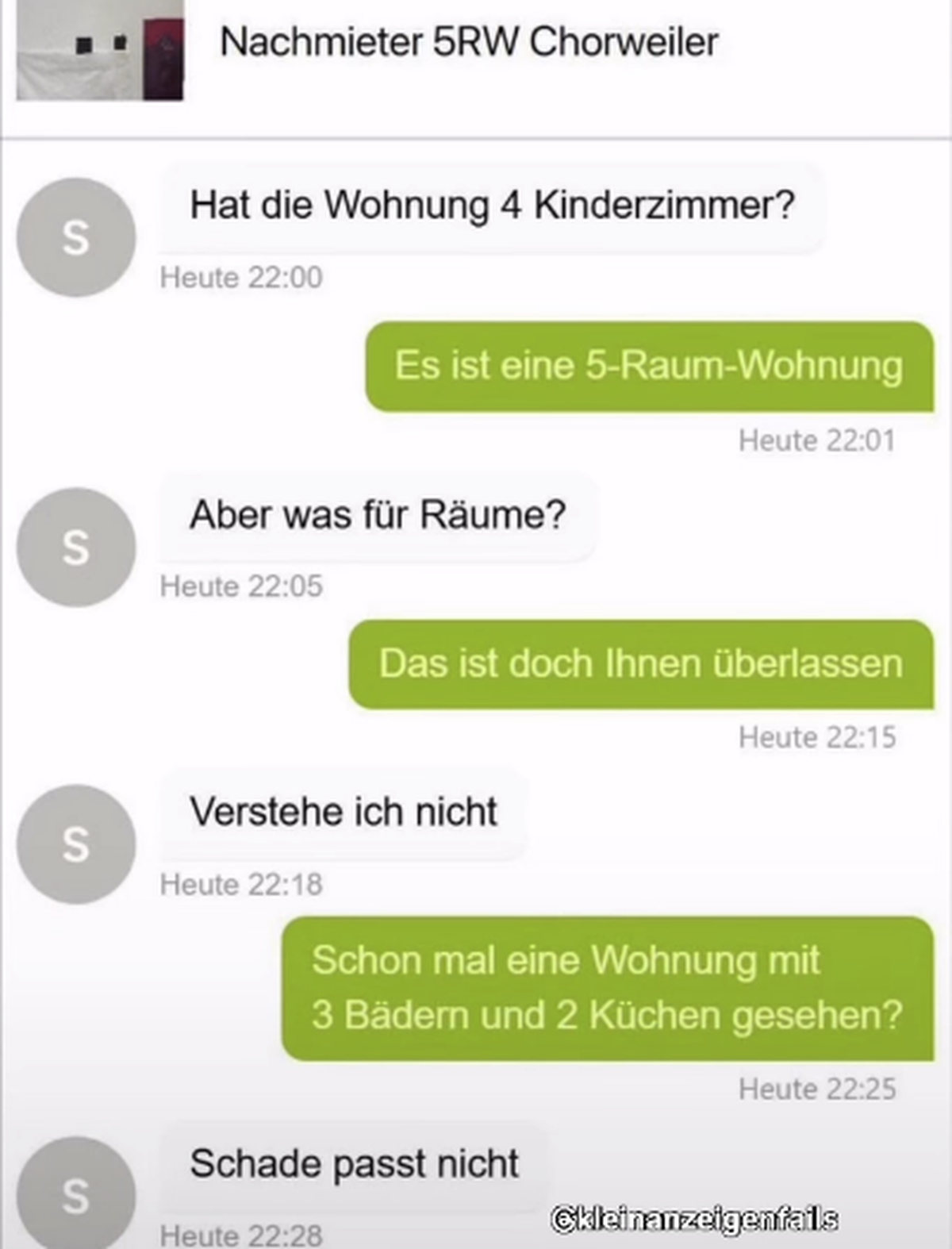 fail: Lustige Wohnungsanzeige