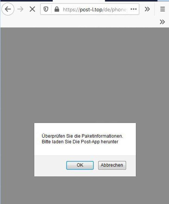 «Überprüfen Sie die Paketinformationen. Bitte laden Sie Die Post-App herunter».