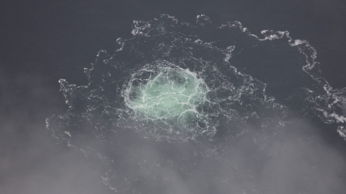 FILE - In this picture provided by Swedish Coast Guard, a leak from Nord Stream 2 is seen, on Sept. 28, 2022. (Swedish Coast Guard via AP, File)
Germany Pipeline Attack