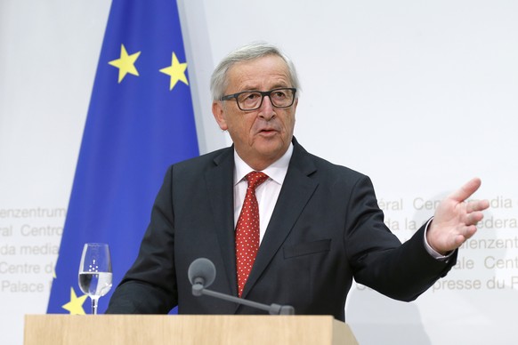 European Commission President Jean-Claude Juncker speaks during a press conference during his official visit in Bern, Switzerland, Thursday, November 23, 2017. (KEYSTONE/Peter Klaunzer)