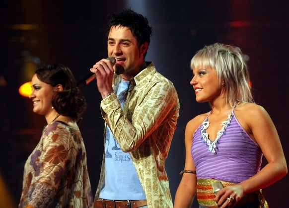 Daniel Kandlbauer, Mitte, Salome Clausen, rechts, und Claudia d&#039;Addio, links, am Samstag, 26. Februar 2005, anlaesslich der Hauptprobe fuer das Musicstar Finale. Claudia D&#039;Addio, Salome Clau ...