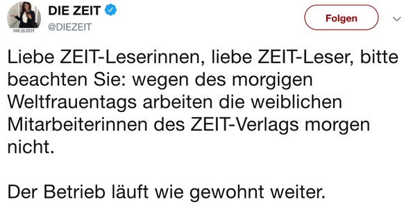 500 Frauen bereiten in Biel nationalen Streiktag vor
KÃ¶nnte ein Schuss in den Fuss werden wie der Tweet von &quot;Die Zeit&quot; :)