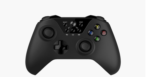 Die Symbole auf dem Controller deuten darauf hin, dass wie bei der Namensvetterin Ouya als Betriebssystem Android zum Zuge kommt. 