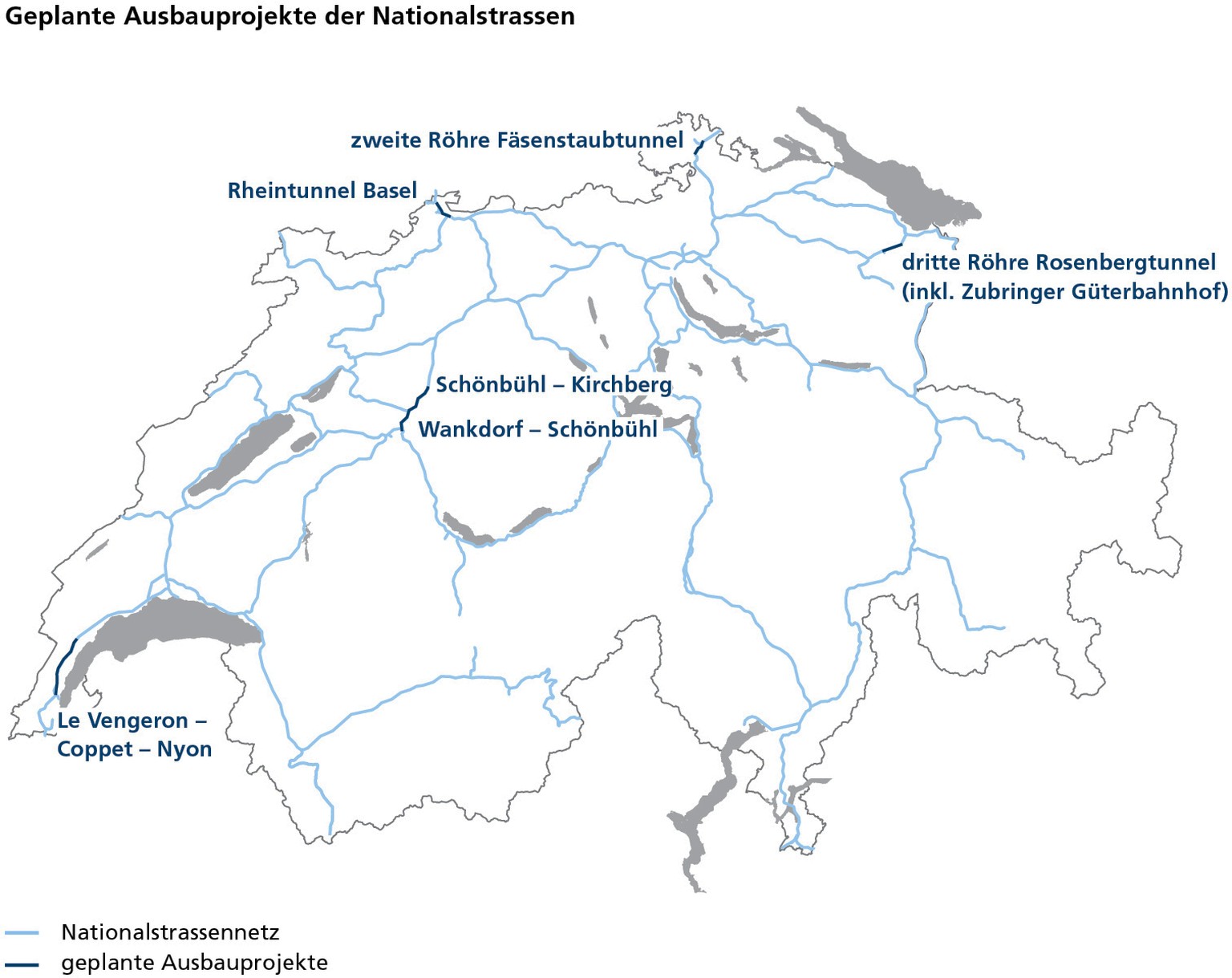 Der geplante Ausbau der Autobahnen für die Abstimmung im November 2024.