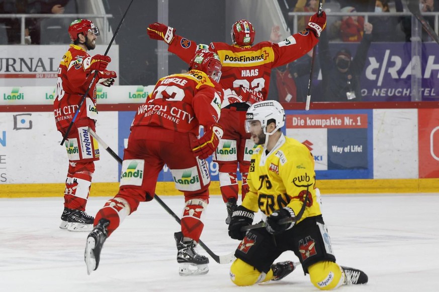 Der EHC Biel gewinnt das Spektakel im Seeland mit 8:7 in der Verlängerung.