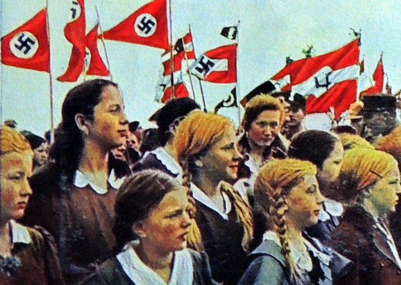 Hitler youth (female members) at a rally, Germany circa 1934 (Photo by: Universal History Archive/UIG via Getty Images)