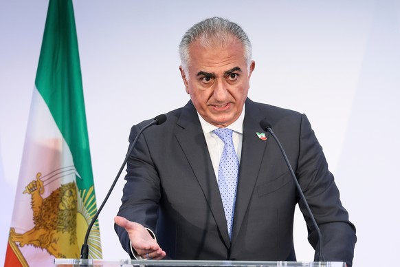 FILE - Reza Pahlavi, the son of Iran's toppled Shah Mohammad Reza Pahlavi, speaks during a news conference, June 23, 2025 in Paris. (AP Photo/Thomas Padilla, File)
Reza Pahlavi