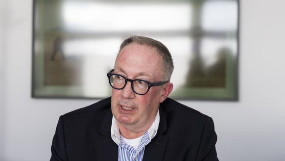 KEYPIX - Nicolas Feraud, Mayor of Crans-Montana, speaks to a journalist during an interview, in Crans-Montana, Switzerland, Monday, January 26, 2026. 40 people mostly teenagers lost their lives and 11 ...