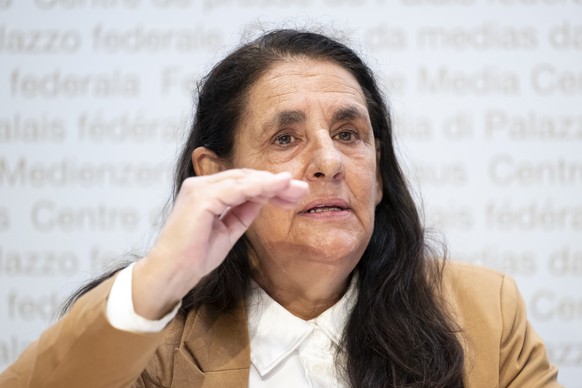 Jacqueline Badran, Vorstandsmitglied Mieterinnen- und Mieterverband Schweiz (MVS) und Nationalraetin (SP/ZH) spricht waehrend einer Medienkonferenz des Komitees 2 x NEIN zur Schwaechung des Mieterschu ...