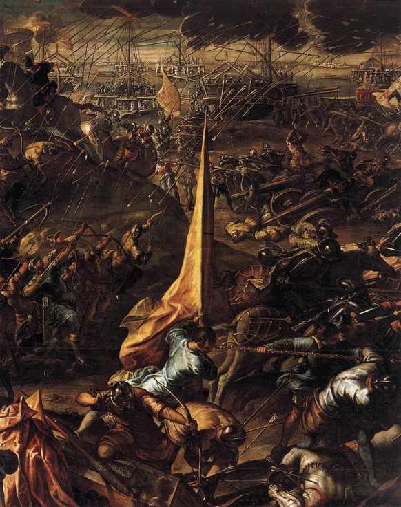 Die Eroberung Zaras im Jahr 1202, Gemälde von Tintoretto für den venezianischen Dogenpalast.