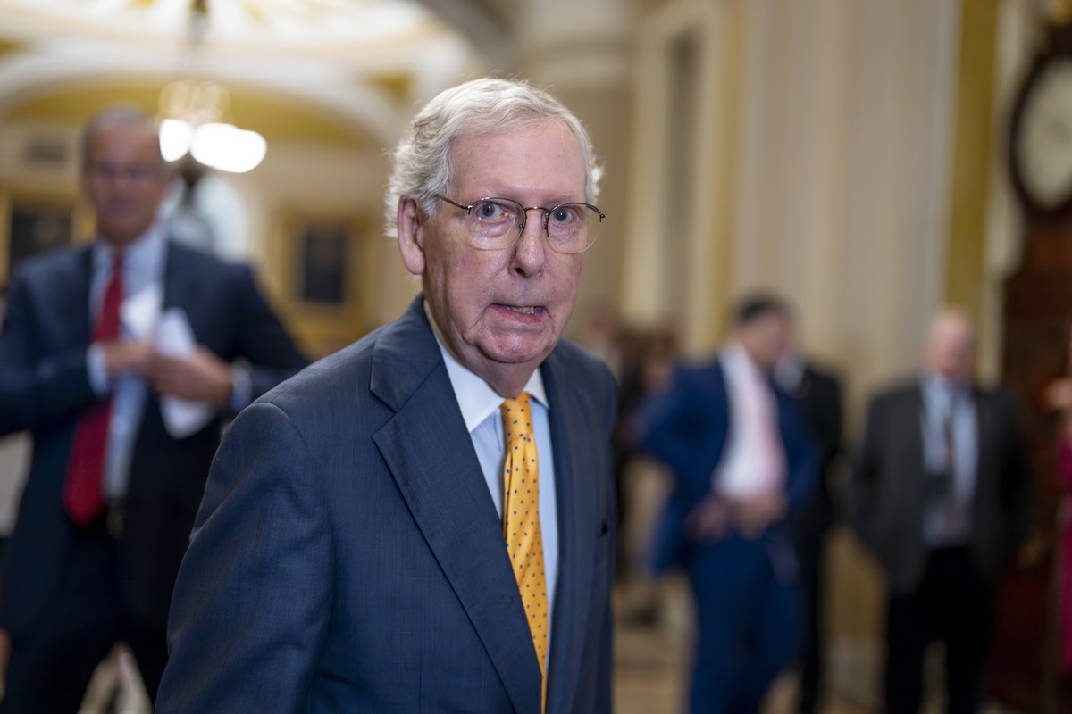 Senate Minority Leader Mitch McConnell, R-Ky., arrives to speak to reporters at a news conference as Democrats plan to force Republicans into a defensive stance on women's health issues with a vo ...