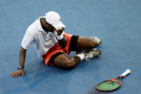 NEW YORK, NY - SEPTEMBER 05: Donald Young of the United States celebrates after defeating Viktor Troicki of Serbia during their Men&#039;s Singles Third Round match on Day Six of the 2015 US Open at t ...