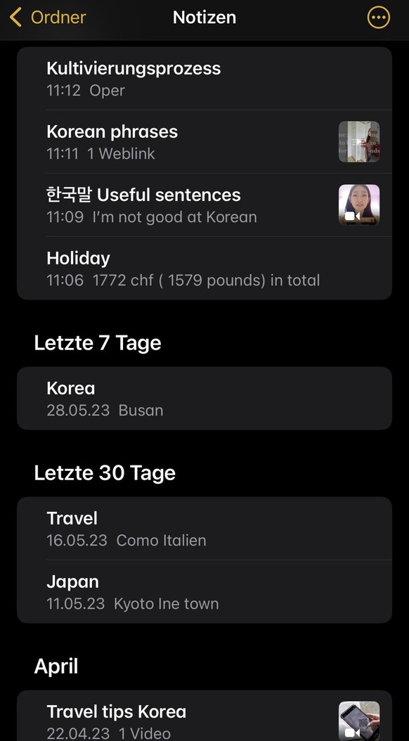 Screenshot Handy-Notizen
