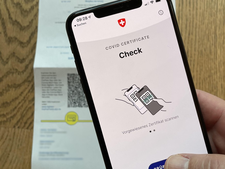 Schweizer Prüf-App für EU-Covid-Zertifikat.
