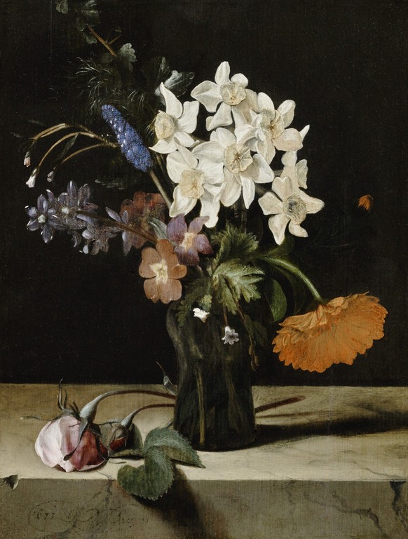 Kunsthaus Zürich, Dauerleihgabe Schweizer Privatsammlung, 2016

Dirck de Bray «Narzissen und andere Blumen in Glasvase auf einer Marmorplatte» von 1673 (30,9 x 23,5 cm). Beide auf Eichenholz gemalte W ...