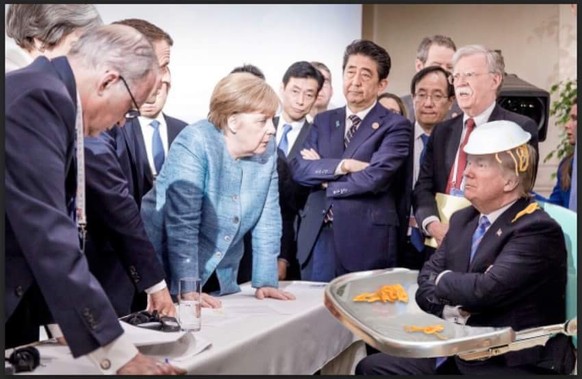 Trump ist sauer wegen des Merkel-Fotos
Das ist auch Fake.