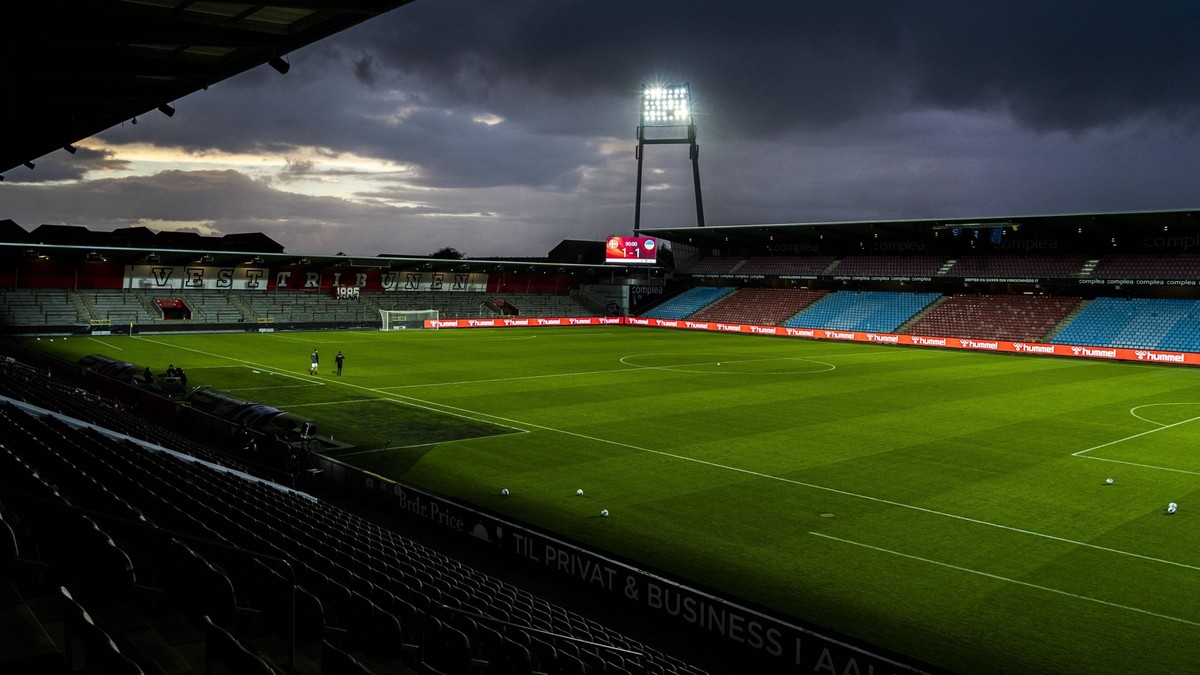 Aalborg, Denmark. 04th, September 2020. Because of COVID restrictions there are no fans on the stadium for the U21, U 21 qualifier match between Denmark and Ukraine at Aalborg Portland Park in Aalborg ...