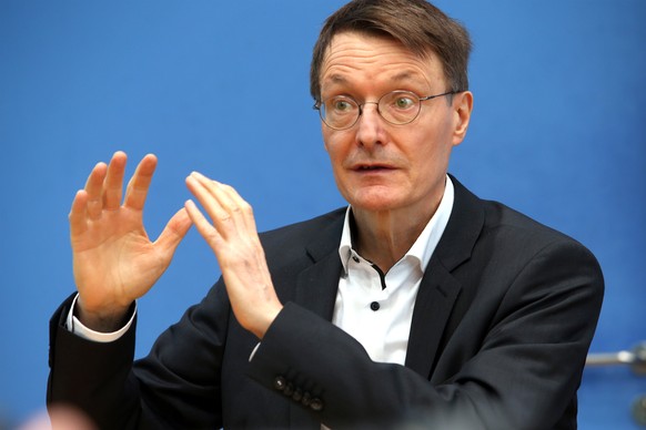 epa09083857 German health politician Karl Lauterbach of SPD party speaks during a press conference on the current coronavirus and vaccination situation in Berlin, Germany, 19 March 2021. He pleaded fo ...