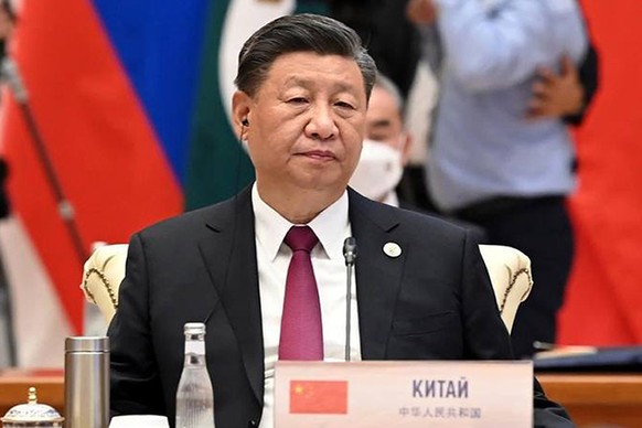 In this handout photo released by Uzbekistan Foreign Ministry, Chinese President Xi Jinping attends the Shanghai Cooperation Organization (SCO) summit in Samarkand, Uzbekistan, Friday, Sept. 16, 2022. ...
