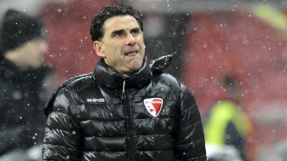 Sion's head coach Didier Tholot looks disappointed after losing the UEFA Europa League group B soccer match between Rubin Kazan and FC Sion at the Kazan Arena stadium, in Kazan, Russia, Thursday, ...
