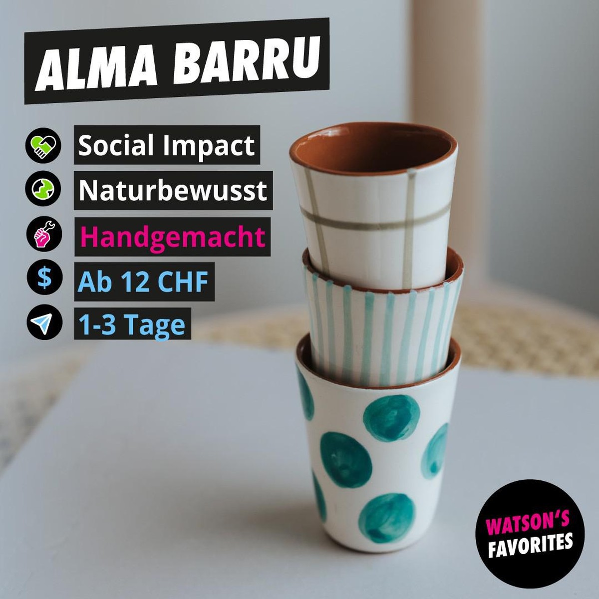 Die schönen Espressobecher von alma barru