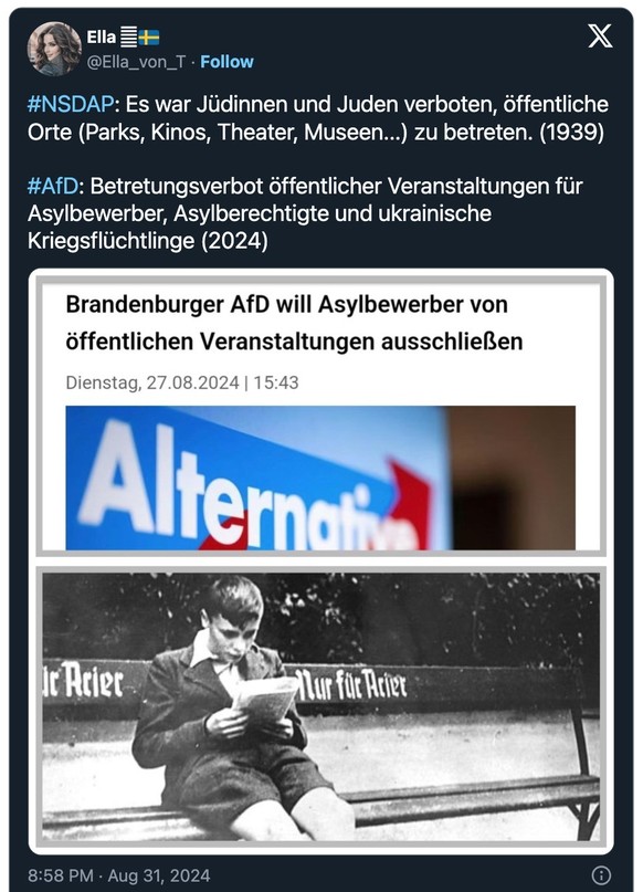 Tweet zu AfD und Parallelen zu NSDAP.