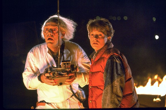 This image released by Universal Pictures shows Christopher Lloyd, left, and Michael J. Fox in a scene from the 1985 film "Back to the Future." (Universal Pictures via AP)
Film-Back to the F ...