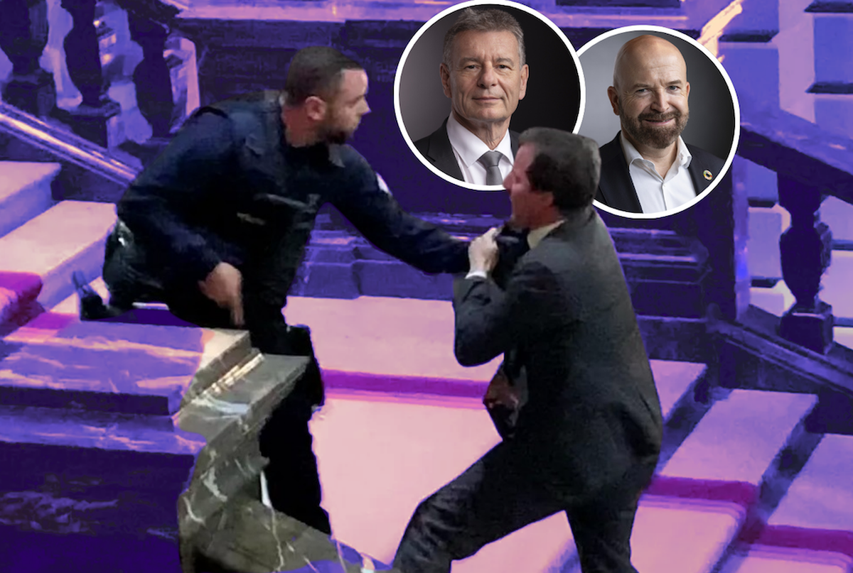 Roger Golay (MCG/GE) et Nicolas Walder (Verts/GE) réagissent à l'altercation entre Thomas Aeschi (UDC/ZG) et la sécurité du Palais fédéral.