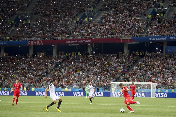 Costa Rica&#039;s midfielder Celso Borges, left, fights for the ball with Switzerland&#039;s defender Ricardo Rodriguez, right, during the FIFA World Cup 2018 group E preliminary round soccer match be ...