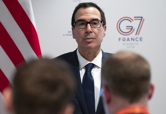 epa07724264 US Secretary of Treasury Steven Mnuchin at the end of the G7 Finance Summit in Chantilly, France, 18 July 2019. EPA/IAN LANGSDON