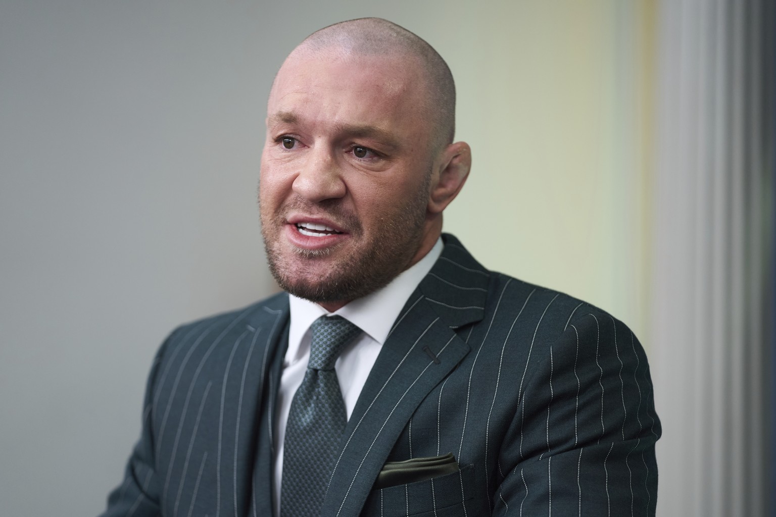 UFC fighter Conor McGregor speaks with reporters in the briefing room of the White House, Monday, March 17, 2025, in Washington. (AP Photo/Evan Vucci)
Conor McGregor